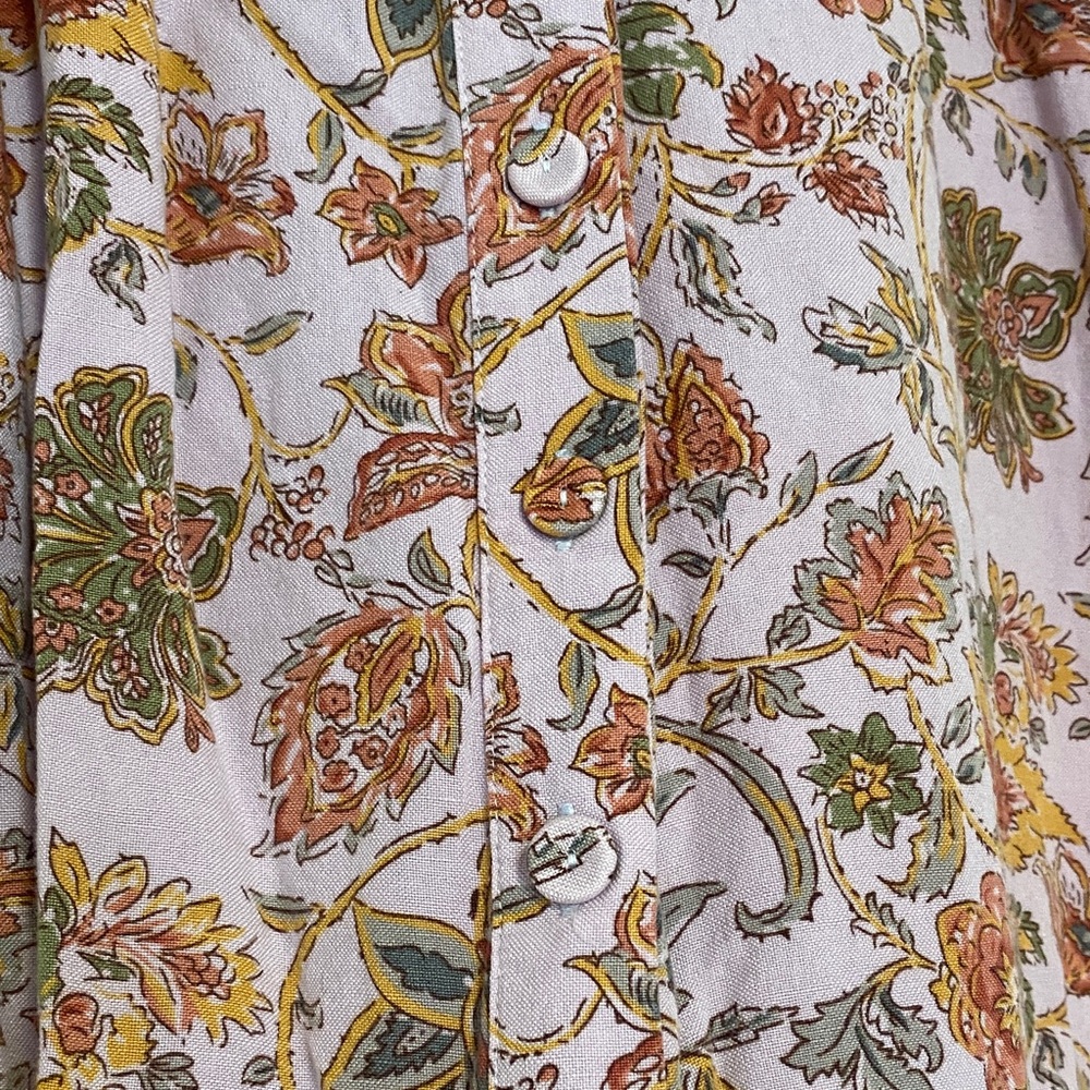 Floral Maxi Skirt in Mauve with Rust & Olive Botanical Print - Picture 3 of 7